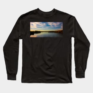 Sunset on the lake. Realistic illustration Long Sleeve T-Shirt